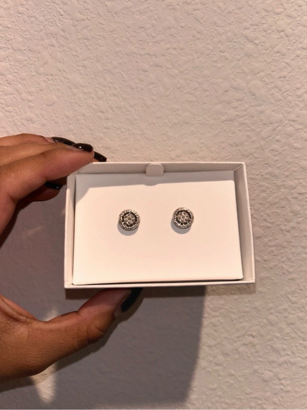 Sterling Silver Crystal Halo Stud Earrings - White